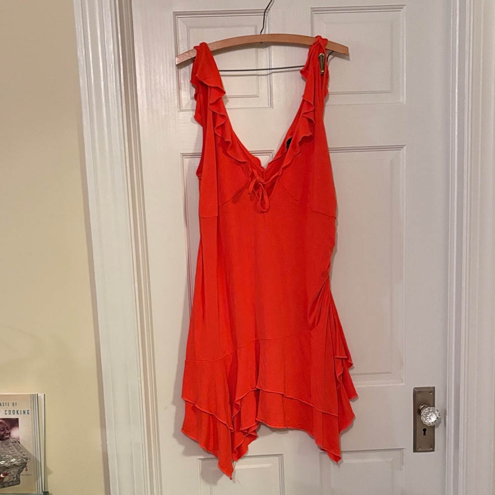 Wild Fable Bright Orange Ruffled Minidress